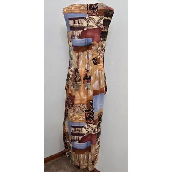 Lew Magram Vintage 90s Wrap Front Dress 6 Island Tribal Boho Granola Girl Hippie - Picture 6 of 12